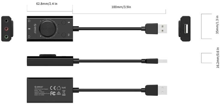 Orico Soundkarte Abmessungen