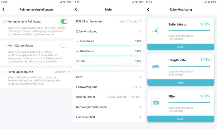 Yeedi 2 Hybrid Saugroboter App Einstellungen