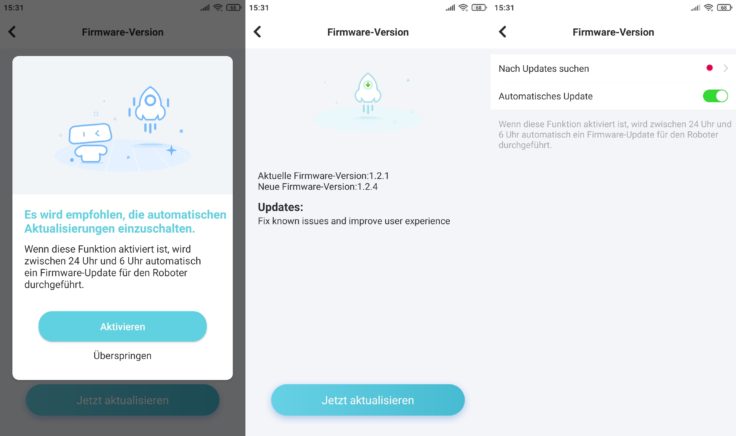 Yeedi 2 Hybrid Saugroboter App Firmware-Updates