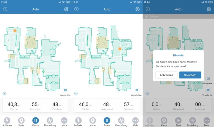 Proscenic M6 Pro Saugroboter App Kartenspeicherung Reinigung abgeschlossen