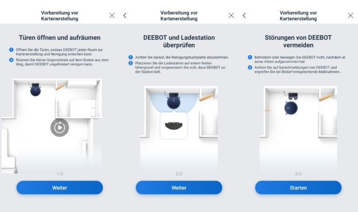 Ecovacs Deebot N8 Pro+ Saugroboter App Einstellungen vor Reinigung