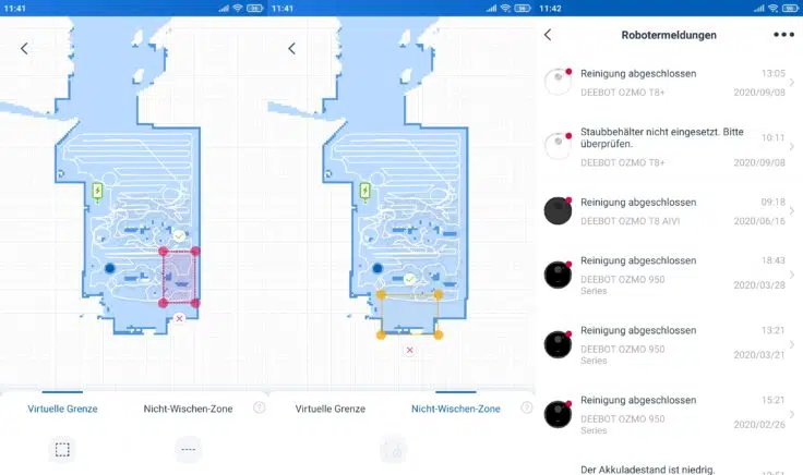 Ecovacs Deebot N8 Pro+ Saugroboter App No-Go-Zonen 