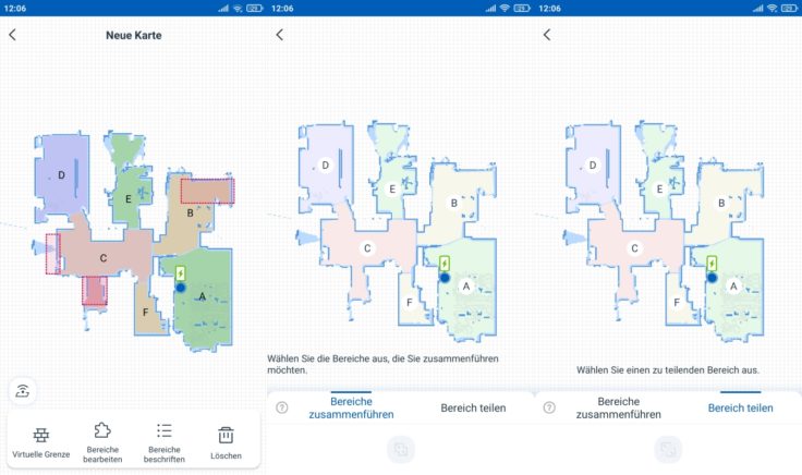 Ecovacs Deebot N8 Pro Saugroboter selektive Raumeinteilung Bereiche teilen zusammenfuehren