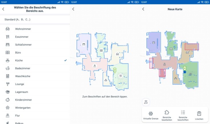 Ecovacs Deebot N8 Pro Saugroboter selektive Raumeinteilung Icons vergeben