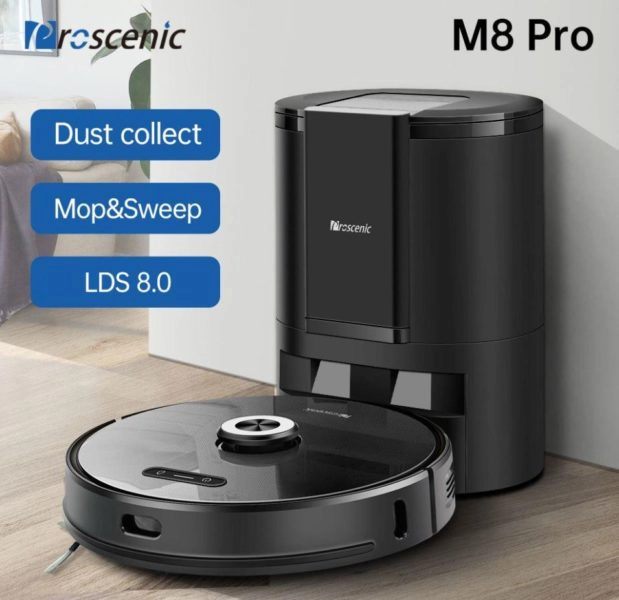 Proscenic M8 Pro Saugroboter Absaugstation Produktwerbung