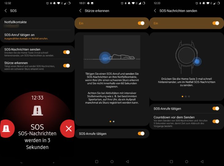 Samsung Galaxy Watch 3 SOS Funktionen