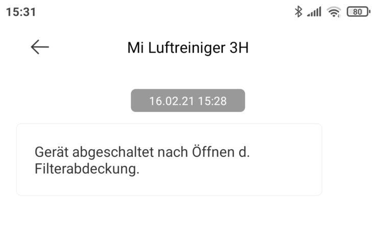 Xiaomi Mi Air Purifier 3C Luftreiniger App Benachrichtigungen