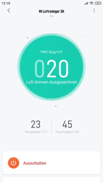 Xiaomi Mi Air Purifier 3H 3C Luftreiniger App Darstellung