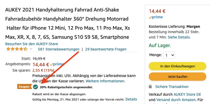 Aukey KFz Halterung Amazon Gutschein