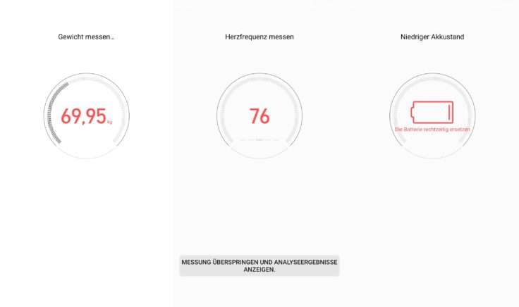 Huami Amazfit Smart Scale smarte Waage App Anzeige Messwerte