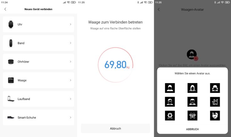 Amazfit Smart Scale smarte Waage Anzeigen App