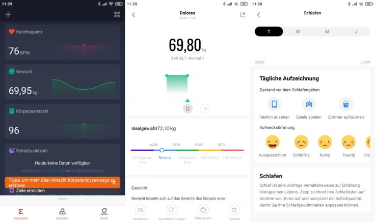 Huami Amazfit Smart Scale smarte Waage App Funktionen Messwerte