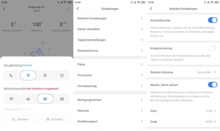 Roborock S7 Saugroboter App Einstellungen