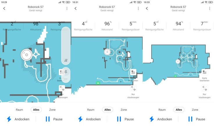 Roborock S7 Saugroboter App Teppicherkennung Teppich eingezeichnet