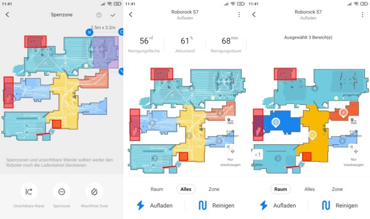 Roborock S7 Saugroboter App selektive Raumeinteilung Bereiche