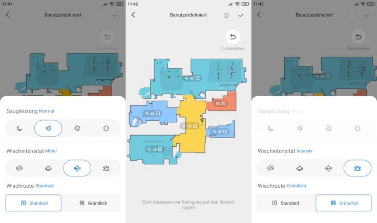 Roborock S7 Saugroboter App selektive Raumeinteilung individuell einstellbar