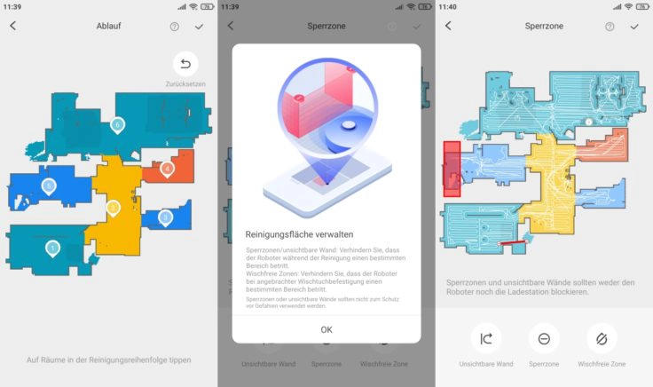 Roborock S7 Saugroboter App selektive Raumeinteilung virtuelle No-Go-Zonen Waende