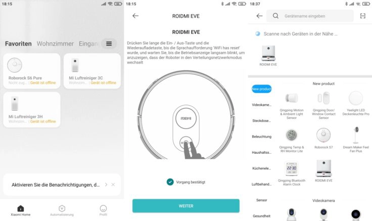 Roidmi EVE Plus Saugroboter Xiaomi Home App Einbindung WLAN