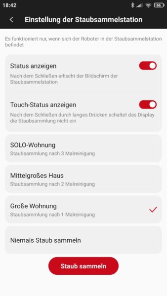 Roidmi EVE Plus Saugroboter Xiaomi Home App Einstellungen Absaugstation