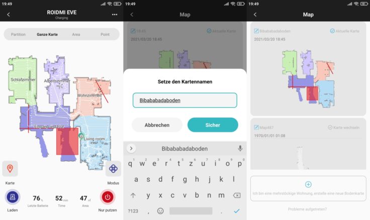 Roidmi EVE Plus Saugroboter Xiaomi Home App Kartenspeicherung mehrerer Etagen Etagenspeicherung