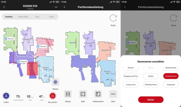 Roidmi EVE Plus Saugroboter Xiaomi Home App selektive Raumeinteilung Raeume