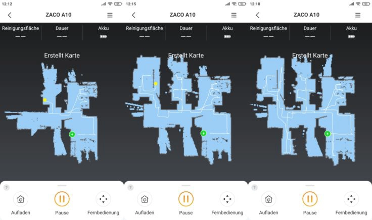 ZACO A10 Saugroboter App Mapping Kartenerstellung Modus