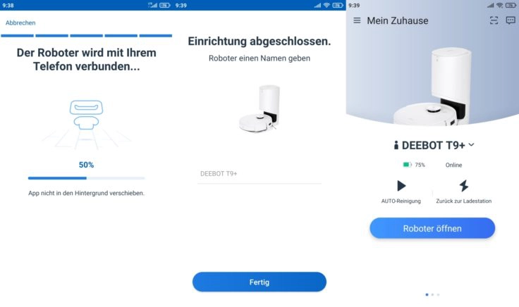 Ecovacs DEEBOT T9+ Saugroboter Home App Einbindung WLAN abgeschlossen