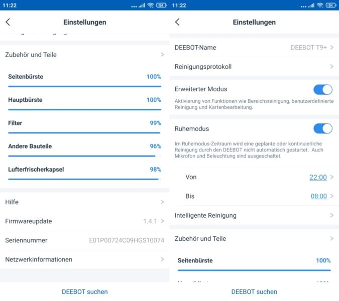 Ecovacs DEEBOT T9+ Saugroboter Home App Einstellungen