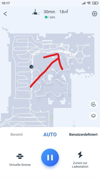 Ecovacs DEEBOT T9+ Saugroboter App Schwierigkeiten Sesselecke in App erkennbar