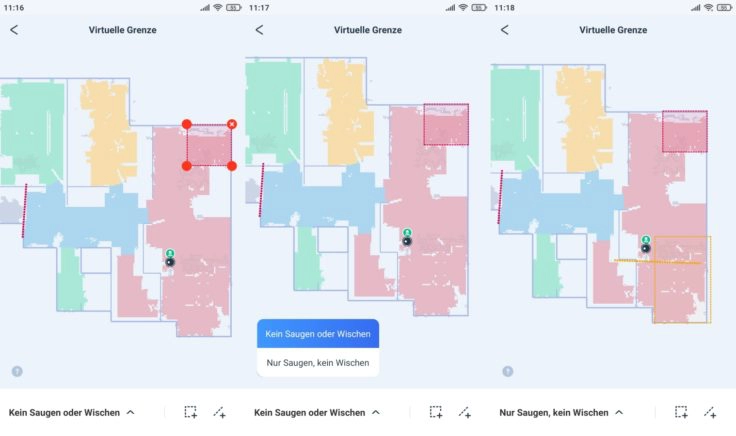 Ecovacs Deebot T9 Saugroboter App virtuelle Waende No-Go-Zonen Nicht-Wisch-Zonen