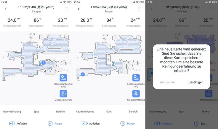 Lydsto R1 Saugroboter App Live-Mapping abgeschlossen