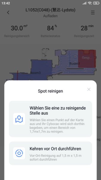 Lydsto R1 Saugroboter App Spot-Reinigung