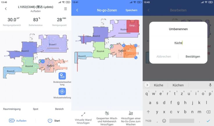 Lydsto R1 Saugroboter App selektive Raumeinteilung Raeume einteilen