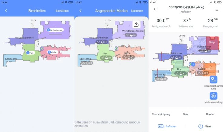 Lydsto R1 Saugroboter App selektive Raumeinteilung Saugmodi Wischmodi einstellen