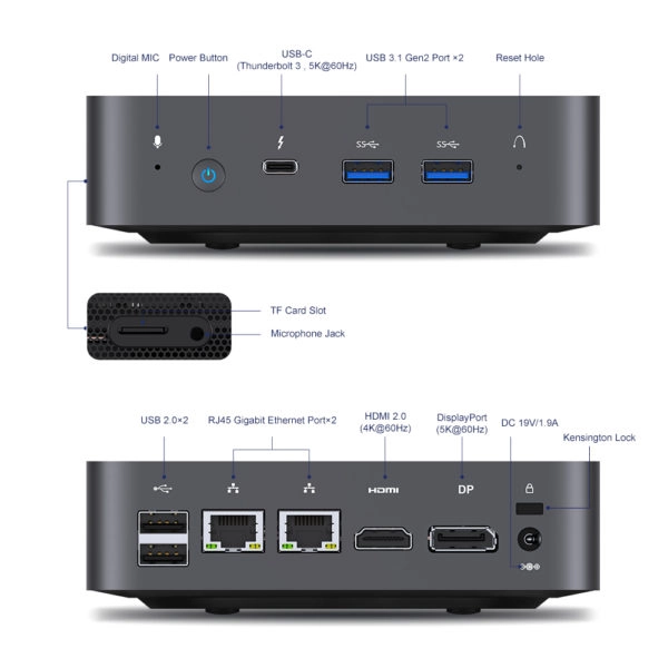 MINISFORUM X35G Mini-PC Anschluesse