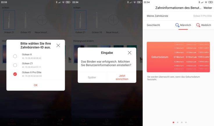 Oclean X Pro Elite elektrische smarte Zahnbürste App-Einbindung