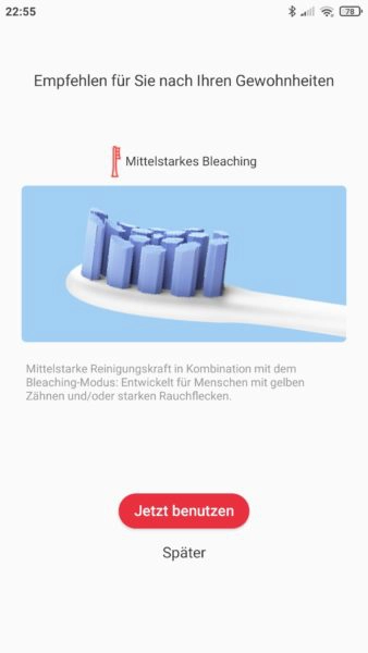 Oclean X Pro Elite elektrische smarte Zahnbürste Empfehlung Putzmodus