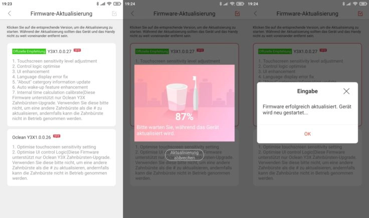 Oclean X Pro Elite elektrische smarte Zahnbürste App Firmware-Updates