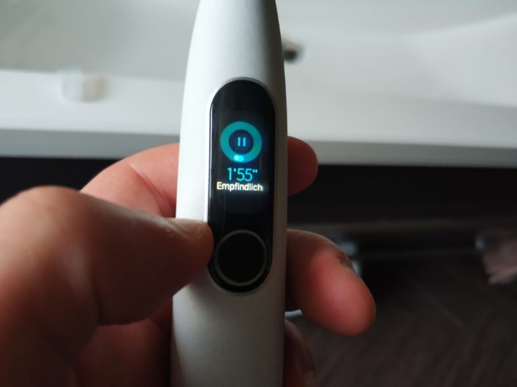 Oclean X Pro Elite elektrische smarte Zahnbürste verbleibende Putzzeit