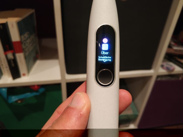 Oclean X Pro Elite elektrische smarte Zahnbürste Menü scrollbar