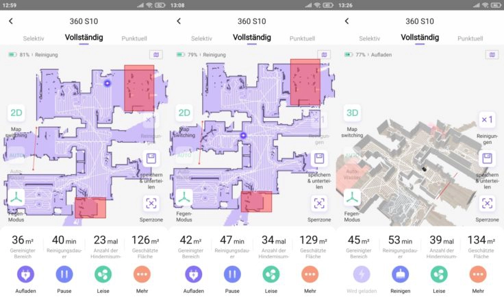 360 S10 Saugroboter App Beginn Mapping