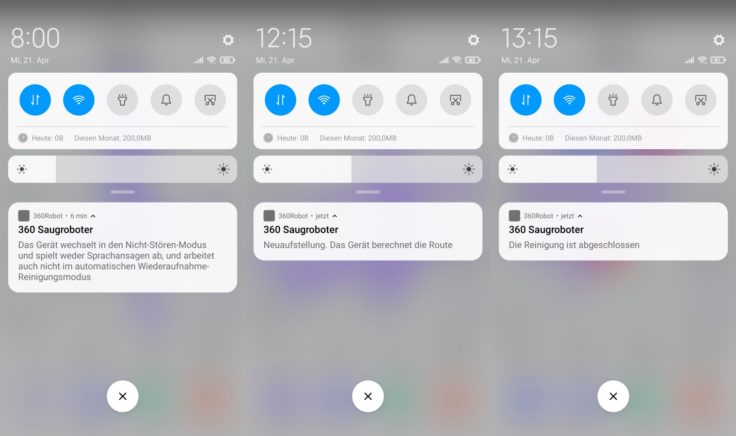 360 S10 Saugroboter App Push-Benachrichtigungen Smartphone