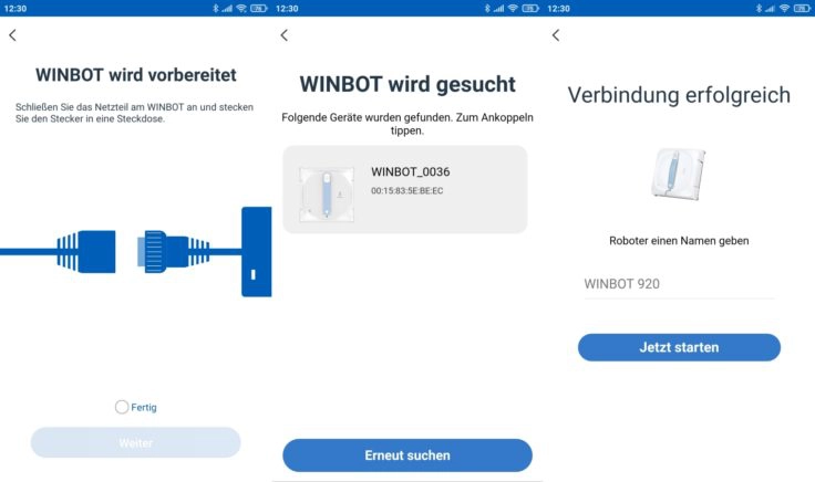 Ecovacs Winbot 920 Fensterputzroboter App Einbindung