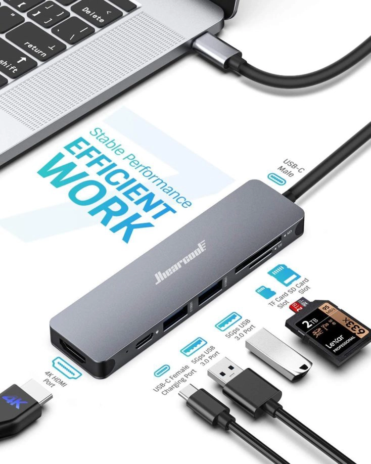 Hiearcool 6-in-1 USB-C Hub Ports