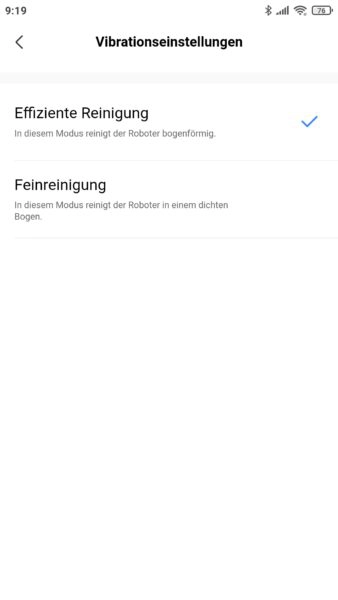 Midea M7 Pro Saugroboter App Vibrationseinstellungen