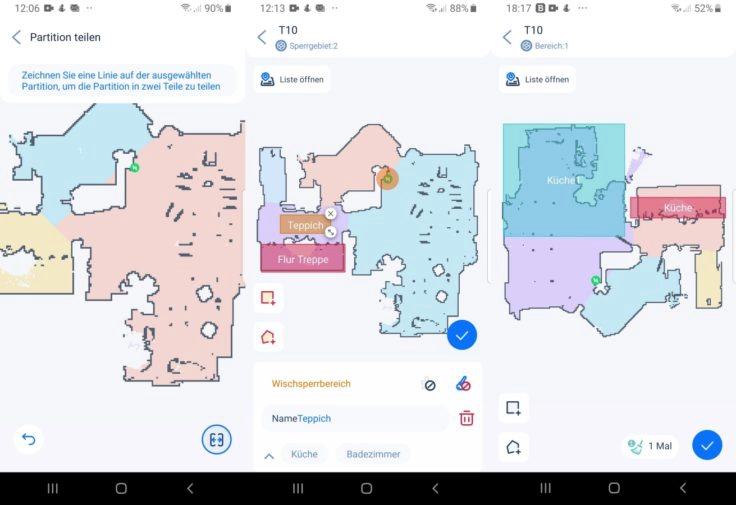 Ultenic T10 Saugroboter App Raumeinteilung