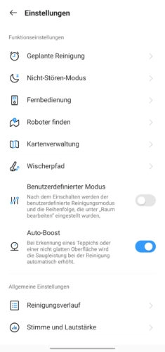 Realme TechLife Robot Vacuum App Einstellungen