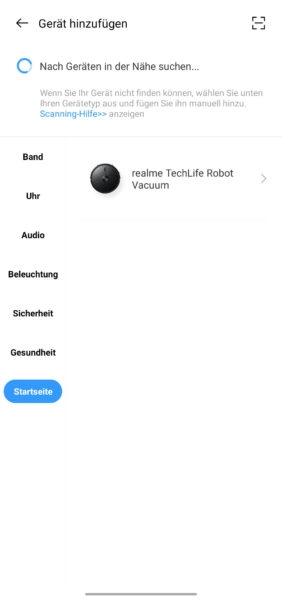 Realme TechLife Robot Vacuum App Hinzufuegen