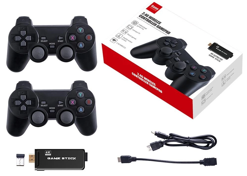 Drahtlose Retro-Konsole Mit 20000+ Spielen - 4K HDMI Game Stick & 2 Gamepads