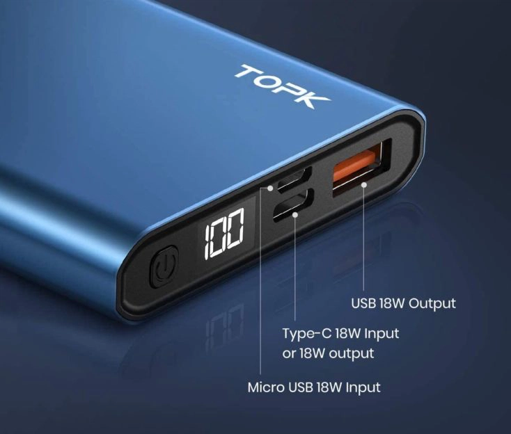 TOPK 10.000 mAh Powerbank Ports